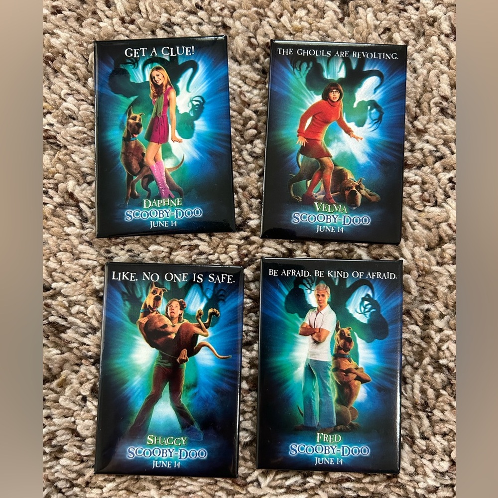 New 4 Scooby-Doo Movie Button Pins